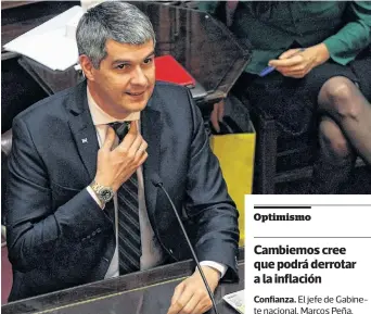  ?? ARCHIVO LA NUEVA. ?? El joven jefe de Gabinete defendió al cuestionad­o ministro de Energía, Juan José Aranguren.