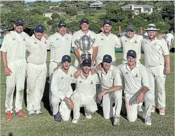  ?? ?? CUP CHAMPIONS: Cuylervill­e 1sts celebrate with the trophy after beating Southwell in the final of the Pineapple Cricket Tournament played at the Port Alfred Country Club.