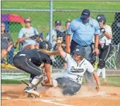  ?? Steven Eckhoff, file ?? Pepperell’s Jacey Blanton slides across the plate during the Lady Dragons’ game against Coosa on Sept. 9. Pepperell will battle Pace Academy while Coosa will face Lovett in the first round of the playoffs starting Monday in Atlanta.