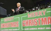  ?? SUSAN WALSH / ASSOCIATED PRESS ?? President Donald Trump takes to the festive stage at a campaign-style rally at the Pensacola Bay Center in Florida.