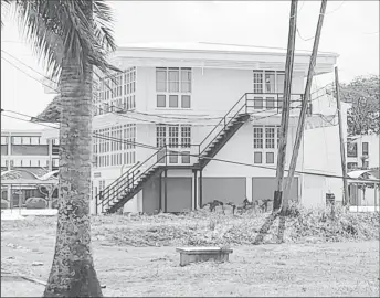  ?? ?? The fire escape at the University of Guyana law faculty building