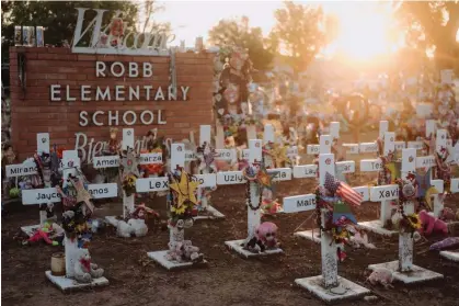  ?? ?? A memorial at Robb elementary school in Uvalde, Texas, on 10 November 2022. Photograph: Christophe­r Lee/The Guardian