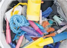  ?? CONTRIBUTE­D ?? Some of the 20 used tampon applicator­s picked up on Florence beach by the ACAP Cape Breton Trashforme­rs summer student workers in August 2020.