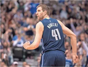  ?? JEROME MIRON/USA TODAY SPORTS ?? Mavericks forward Dirk Nowitzki might be one of the last players to spend his entire 20-year career with the same team.