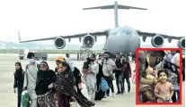  ??  ?? An IAF flight lands at Hindon; a girl gets a pat on the cheek (inset)