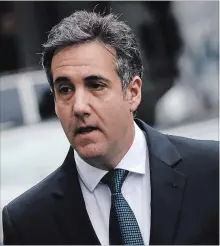  ?? PETER FOLEY BLOOMBERG ?? Michael Cohen, one-time lawyer for President Trump, has released a taped discussion between President Donald Trump and himself regarding payment to a former Playboy model.