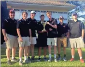  ?? Contribute­d photo ?? The Rome boys’ golf team finished second at the Area 4-5A championsh­ips Tuesday at Mirror Lake Golf Club in Villa Rica. Shown are coach Kevin Davis (from left), golfers John Goolsby, William Douglas, Justin Kim, Sam Branton, Adam Trammell and Ben...