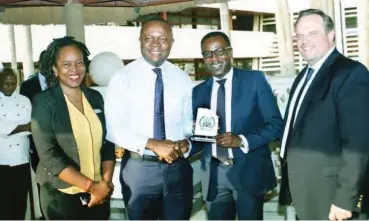  ??  ?? L-R Ijeoma Osuji, Valentine Ozigbo, Shola Adeyemo and Etienne Gaillez all of the Hilton t a reception to celebrate the award