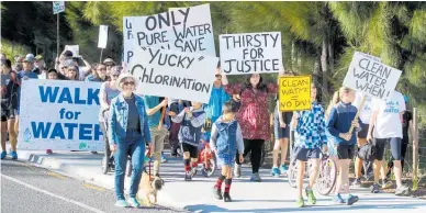  ??  ?? 2016: Walk for Water, a march from Havelock North to Hastings CBD, after the gastro outbreak in Havelock North, from a Hastings District Council water supply.