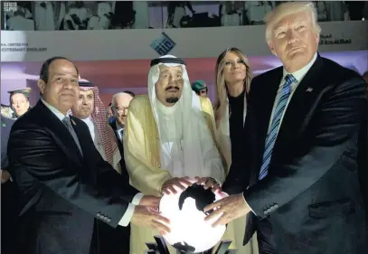  ?? PICTURE: AP ?? From left, Egyptian President Abdel Fattah al-Sissi, Saudi King Salman, US First Lady Melania Trump and US President Donald Trump, at the Global Centre for Combating Extremist Ideology in Riyadh, Saudi Arabia, last month. Trump sided with Saudi Arabia,...