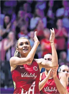  ??  ?? A big hand: England’s Eboni Usoro-brown takes her energy from the crowd in Liverpool