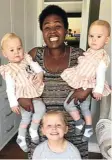  ?? ?? Mendy Sibanyoni, who used to be the Dickason children’s nanny, with the three girls in Pretoria.