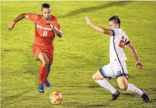  ?? COURTESY NM PHOTO ?? New Mexico forward Niko Hansen (11) has six goals this season, including four game-winners. UNM has won five in a row going into conference play.