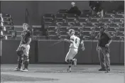  ?? PHOTO BY ROB WORMAN ?? McDonough’s Liam Golden crosses the plate with the winning run in the bottom of the 13th inning of Tuesday night’s SMAC championsh­ip game at Regency Furniture Stadium in Waldorf. The Rams defeated Chopticon 5-4.