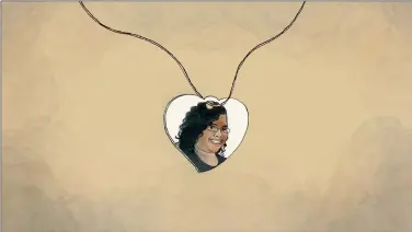  ?? (AP Illustrati­on/Peter Hamlin) ?? An illustrati­on made from a photo of a pendant with Saferia Johnson's portrait provided by Tressa Clements.