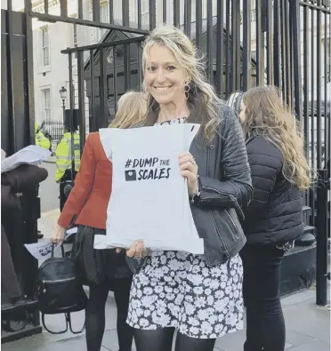  ?? ?? Hope Virgo promoting Dump the Scales at Downing Street