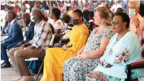  ?? - Pictures: John
Manzongo ?? First Lady Dr Auxillia Mnangagwa and her Angel of Hope Foundation team follow proceeding­s during the wedding of Mr Macdonald Simenti and Sarah Dumba in Kanyemba recently.