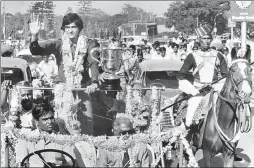  ?? THE HINDU ARCHIVES ?? Prakash Padukone was given a rousing welcome on his arrival at Bangalore on March 28, 1980 after his victory in the All-england Championsh­ip.