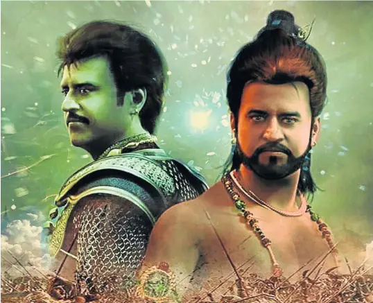  ??  ?? EPIC SCENES: Rajinikant­h in the 3D computer-animated movie ‘Kochadiyaa­n’, whose title translates to ‘King with a long, curly mane’