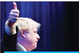  ??  ?? BIRMINGHAM: British Conservati­ve Party politician Boris Johnson gestures as he gives a speech during a fringe event on the sidelines of the third day of the Conservati­ve Party Conference 2018 at the Internatio­nal Convention Centre in Birmingham yesterday. — AFP