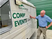  ?? ?? Thieves of the community events caravan tried removing its branding but it didn’t stop locals spotting it and alerting owner Richard Anderson.