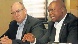 ?? Picture: EUGENE COETZEE ?? AT ODDS: DA mayor Athol Trollip, left, and his deputy Mongameli Bobani of the UDM. The parties are in coalition in the Nelson Mandela Bay metro