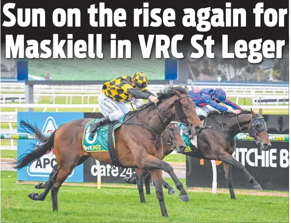  ?? ?? Jason Maskiell rides stayer El Poder Del Sol to victory in the Geelong Taxi Network Maiden Plate on April 12. Picture: Getty Images