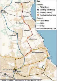  ??  ?? A map of the route the reopened Northumber­land Line will take.