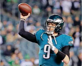  ?? [AP PHOTO] ?? Philadelph­ia quarterbac­k Nick Foles came up with several big plays Sunday as the Eagles whipped Minnesota 38-7 for a trip to the Super Bowl. The Eagles will play New England on Feb. 4 in Minneapoli­s, Minn.