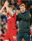  ?? Foto: afp ?? Beifall für seine Mannschaft: Liverpool Trainer Jürgen Klopp.