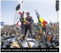  ??  ?? Neuville boosted his confidence with a victory