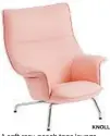  ?? KNOLL ?? A soft rosy-peach tone lounge chair in the Knoll + Muuto Work From Home Collection.