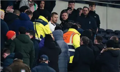  ?? Photograph: PA Wire/PA ?? Eric Dier confronts a supporter in the stand during Tottenham’s FA Cup tie with Norwich in March 2020.