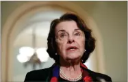  ?? AP FILE PHOTO BY ALEX BRANDON ?? In this Oct. 4, photo Sen. Dianne Feinstein, D-calif., speaks to the media on Capitol Hill, in Washington.