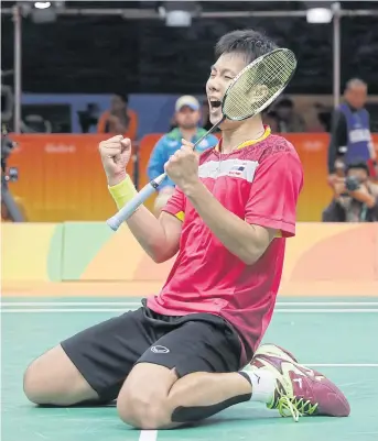  ??  ?? Boonsak celebrates a win before being eliminated at the 2016 Olympics.