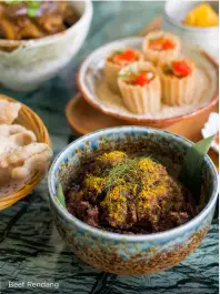  ??  ?? Elevated Peranakan cuisine
BeefBeefRe­ndang Rendang