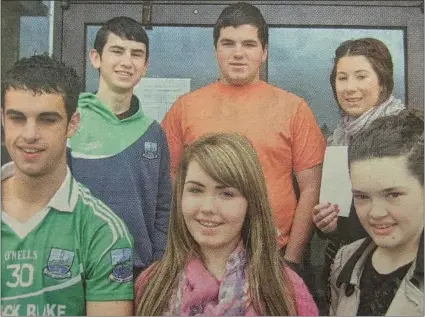  ?? ?? ST. MARY’S High School, Belleek students collecting their GCSE results: (back) David Ferguson, Ryan Elliott and Lisa Galligan with (front) Shane Mimna, Arlene Cassidy and Rosemary Mcgrath. 2012.