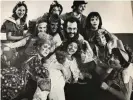  ??  ?? Prayer huddle … writer John-Michael Tebelak (bearded, centre), with Jeremy Irons to the left, David Essex right, and the 1971 London cast. Photograph: Dewynters