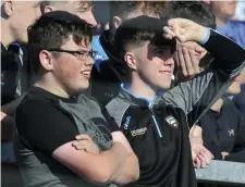  ??  ?? Young Sligo fans watching the game in Markievicz Park.