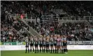  ?? United/Getty Images ?? Newcastle Women line up for a minute’s applause. Photograph: Serena Taylor/Newcastle