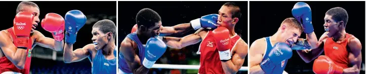  ?? FOTO AFP FOTO AFP FOTO AP ?? El brasileño Patrick Lourenco cayó por 3-0 con Martínez en 32avos de final. Arranque a la gloria. El triunfo 3-0 del colombiano sobre Rogen Lado, de Filipinas, en eliminació­n de 16avos. El español Samuel Carmona cayó 2-1 con el urabaense en cuartos de...