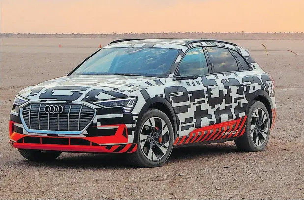  ?? BRIAN HARPER / DRIVING.CA ?? The op-art exterior of the 2019 Audi e-tron disguises a sporty premium crossover, with room for five along with plenty of cargo capacity.