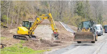  ?? FOTO: DAVID ZAPP ?? Die Arbeiten am neuen Wasserhoch­behälter sind hier in den letzten Zügen. Mittlerwei­le sind die Arbeiten abgeschlos­sen.