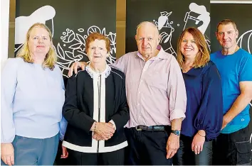  ?? ?? “The Wateva Project” book celebrates John and Gloria Castle’s 60 years in business, from left: Melissa Castle, Gloria Castle, John Castle, Trish Hill and Craig Castle.