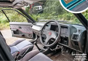  ??  ?? Split in dashboard was fixed with builder’s caulk.