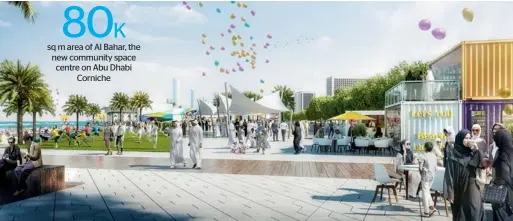  ??  ?? The Al Bahar beachfront community space on the corniche will have recreation­al and entertainm­ent facilities, food and beverage outlets and a walking promenade.
