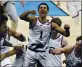  ?? MICHAEL CONROY — AP ?? Gonzaga guard Jalen Suggs celebrates making the winning basket Saturday against UCLA in overtime.