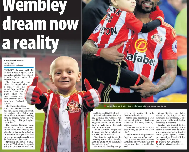  ??  ?? Sunderland fan Bradley Lowery, left, and above with Jermain Defoe Please post me free & without obligation full details of the Alta2 Pro hearing aid. Tick if pensioner.