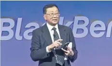  ?? THE ASSOCIATED PRESS FILES ?? BlackBerry CEO John Chen, above, has hinted that large trucking companies are testing the company’s Radar software. The company was downgraded by Raymond James to market perform from outperform given a limited return to target on Monday.