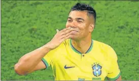  ?? REUTERS ?? Brazil's Casemiro celebrates after scoring against Switzerlan­d on Monday.